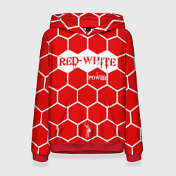 Толстовка-худи женская Красно-Белая Сила, цвет: 3D-красный