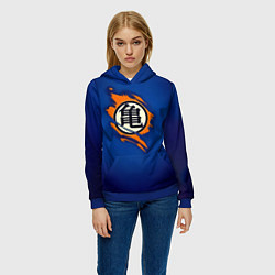 Толстовка-худи женская Рваный логотип Гоку Dragon Ball, цвет: 3D-синий — фото 2