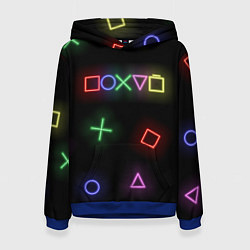 Толстовка-худи женская Неоновое безразличие, цвет: 3D-синий