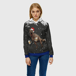 Толстовка-худи женская ПИВОЗАВР НОВОГОДНЯЯ НОЧЬ, цвет: 3D-синий — фото 2