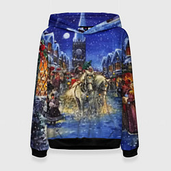 Толстовка-худи женская НОВОГОДНЯЯ АТМОСФЕРА НОВЫЙ ГОД 2022, цвет: 3D-черный