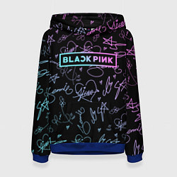 Толстовка-худи женская NEON BLACKPINK АВТОГРАФЫ, цвет: 3D-синий