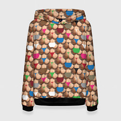 Толстовка-худи женская Попки, цвет: 3D-черный