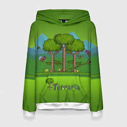Толстовка-худи женская Лесок в Террарии, цвет: 3D-белый