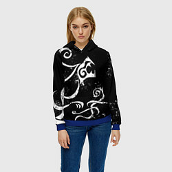 Толстовка-худи женская ТАТУИРОВКА ДРАКЕНА WHITE AND BLACK, цвет: 3D-синий — фото 2