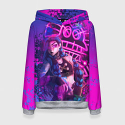 Толстовка-худи женская League Of Legends Arcane ДЖИНКС НЕОНОВАЯ КРАСКА, цвет: 3D-меланж