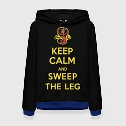 Толстовка-худи женская Keep calm and sweep the leg, цвет: 3D-синий