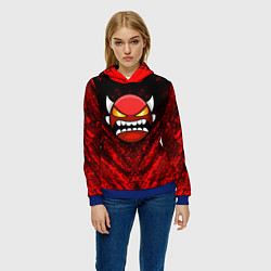 Толстовка-худи женская Игра Геометри Дэш Geometry Dash Game, цвет: 3D-синий — фото 2