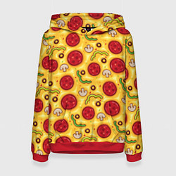 Толстовка-худи женская Pizza salami, цвет: 3D-красный