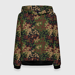 Толстовка-худи женская Военный Камуфляж Military, цвет: 3D-черный
