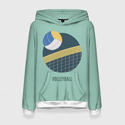 Толстовка-худи женская Volleyball Спорт, цвет: 3D-белый