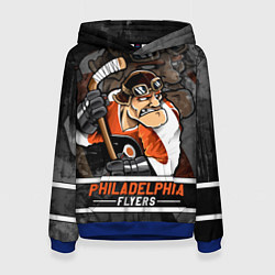 Толстовка-худи женская Филадельфия Флайерз, Philadelphia Flyers, цвет: 3D-синий