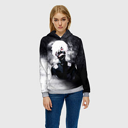 Толстовка-худи женская Токийский Гуль в Дыму Tokyo Ghoul Smoke, цвет: 3D-меланж — фото 2