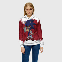 Толстовка-худи женская Sonic Exe!, цвет: 3D-белый — фото 2