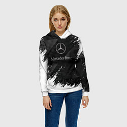 Толстовка-худи женская Mercedes-Benz - Темный, цвет: 3D-белый — фото 2