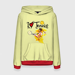 Толстовка-худи женская Я Люблю Tennis, цвет: 3D-красный