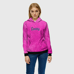 Толстовка-худи женская Daddy pink, цвет: 3D-черный — фото 2