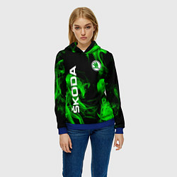 Толстовка-худи женская Skoda: Green Smoke, цвет: 3D-синий — фото 2