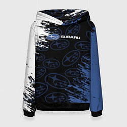 Толстовка-худи женская Subaru - Logo pattern, цвет: 3D-черный