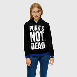 Толстовка-худи женская PUNKS NOT DEAD Панки Живы, цвет: 3D-синий — фото 2