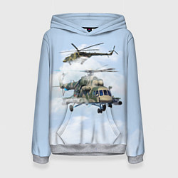 Толстовка-худи женская Ми-8 Вертолёт, цвет: 3D-меланж