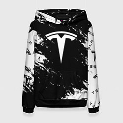 Толстовка-худи женская Tesla logo texture, цвет: 3D-черный