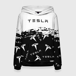 Толстовка-худи женская Tesla - Black & White, цвет: 3D-черный