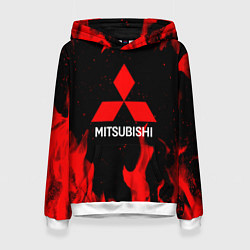 Толстовка-худи женская Mitsubishi Red Fire, цвет: 3D-белый