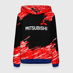 Толстовка-худи женская Mitsubishi размытые штрихи, цвет: 3D-синий
