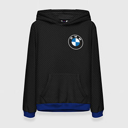 Толстовка-худи женская BMW LOGO CARBON ЧЕРНЫЙ КАРБОН, цвет: 3D-синий