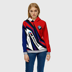 Толстовка-худи женская БМВ МОТОСПОРТ BMW MOTOSPORT, цвет: 3D-меланж — фото 2