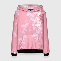 Толстовка-худи женская Цветущая ива, цвет: 3D-черный