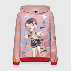 Толстовка-худи женская Cute Diona Genshin Impact, цвет: 3D-красный