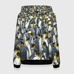Толстовка-худи женская Пингвины Penguins, цвет: 3D-черный