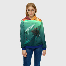 Толстовка-худи женская Кит - Freedom and peace, цвет: 3D-синий — фото 2