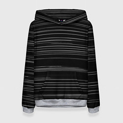 Толстовка-худи женская Узор H&S Полосы Черно-белый 119-9-35-5-f-2, цвет: 3D-меланж