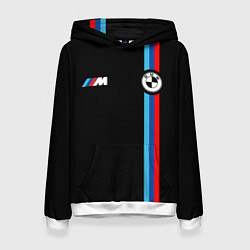 Толстовка-худи женская БМВ 3 STRIPE BMW, цвет: 3D-белый