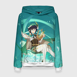 Толстовка-худи женская Venti Genshin Impact, цвет: 3D-белый