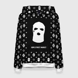 Толстовка-худи женская Узор Black Ski Mask Dope Street Market, цвет: 3D-белый