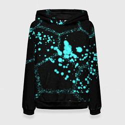 Толстовка-худи женская Соты - брызги красок, цвет: 3D-черный