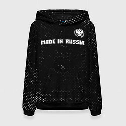 Толстовка-худи женская RUSSIA - ГЕРБ Made In Russia - Гранж, цвет: 3D-черный