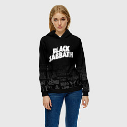 Толстовка-худи женская Black Sabbath логотипы рок групп, цвет: 3D-черный — фото 2