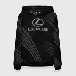 Толстовка-худи женская Lexus следы шин, цвет: 3D-черный
