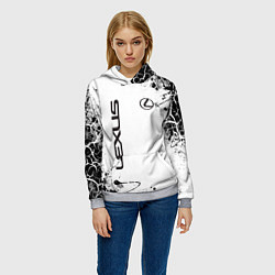 Толстовка-худи женская Lexus texture Трещины, цвет: 3D-меланж — фото 2