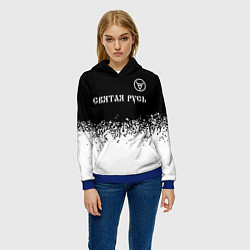 Толстовка-худи женская СВЯТАЯ РУСЬ - СИМВОЛ ВЕЛЕСА Краска, цвет: 3D-синий — фото 2