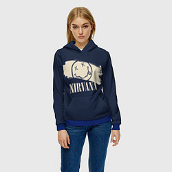 Толстовка-худи женская NIRVANA Рок Группа, цвет: 3D-синий — фото 2