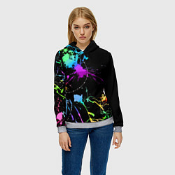 Толстовка-худи женская Neon vanguard fashion pattern, цвет: 3D-меланж — фото 2