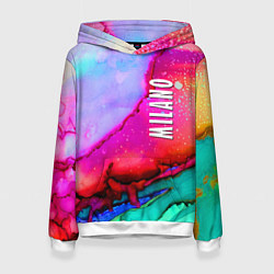Толстовка-худи женская Milano Fashion pattern, цвет: 3D-белый