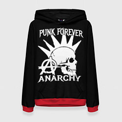 Толстовка-худи женская PUNK FOREVER ANARCHY, цвет: 3D-красный