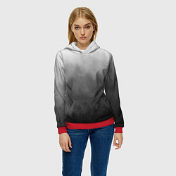 Толстовка-худи женская Темный лес - туман, цвет: 3D-красный — фото 2